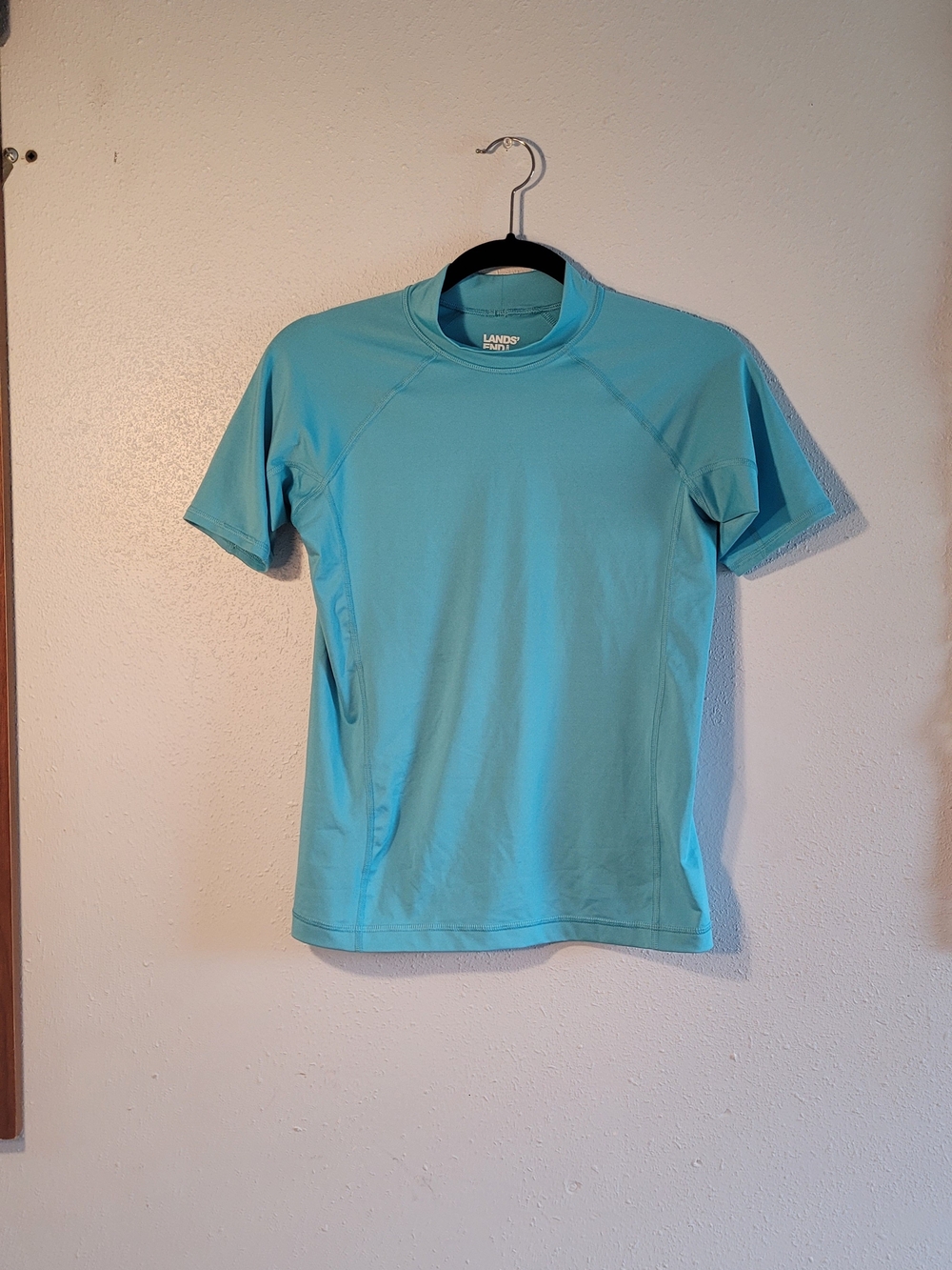 Lands' End Womenβs Short Sleeve Swim Shirt - Aqua Blue